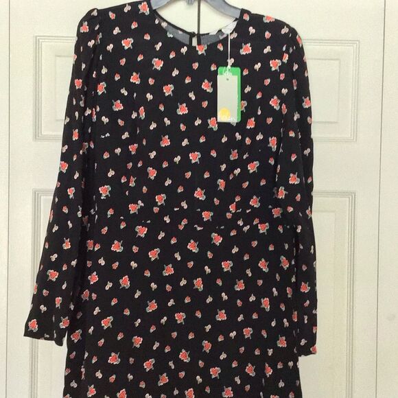NWT BODEN Long Sleeve Flippy Mini Dress Black Floral Print - Picture 3 of 8